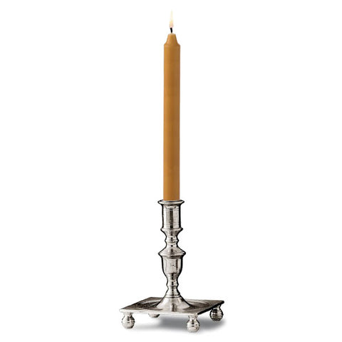 Severo Candlestick with Ball Feet - 18 cm Height - Handcrafted in Italy - Pewter