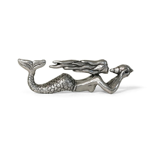 Art Nouveau-Style Sirena Mermaid Knife Rest - 8 cm Length - Handcrafted in Italy - Pewter