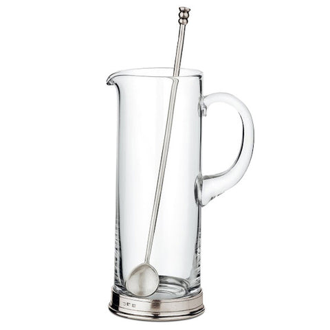 Sirmione Cocktail Pitcher & Mixing Spoon - 1.5 L - Handcrafted in Italy - Pewter & Crystal Glass
