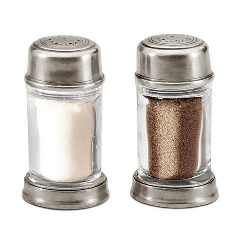 Sirmione Salt & Pepper Shaker Set - 9 cm Height - Handcrafted in Italy - Pewter & Glass