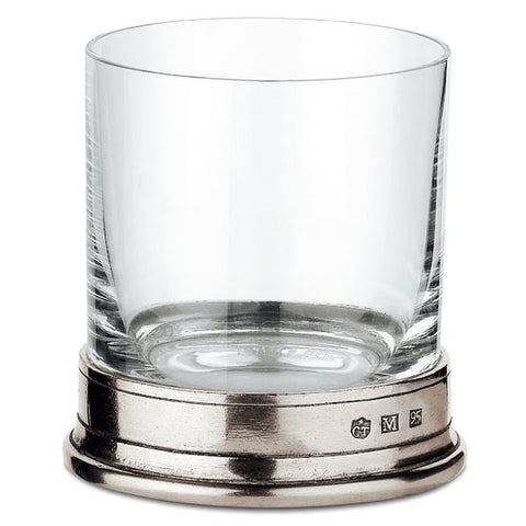 Sirmione Whisky Glass (Set of 2) - 24 cl - Handcrafted in Italy - Pewter & Crystal