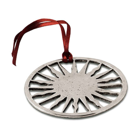 Sole Christmas Ornament (Set of 2) - 8.5 cm Diameter - Handcrafted in Italy - Pewter