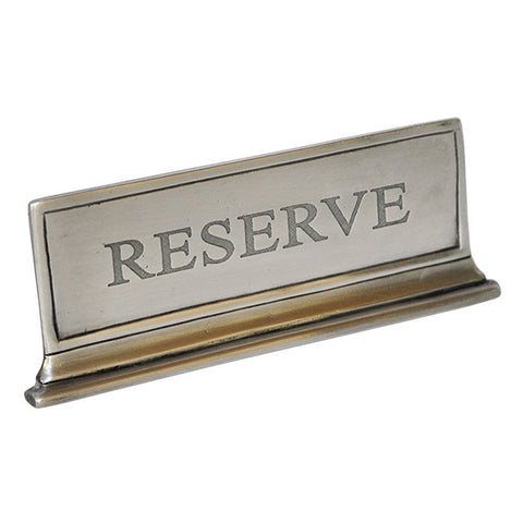 Tavola Mia 'Reserve' Table Sign - 11.5 cm x 4.5 cm - Handcrafted in Italy - Pewter