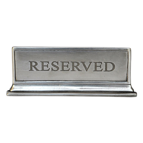 Tavola Mia 'Reserved' Table Sign - 11.5 cm x 4.5 cm - Handcrafted in Italy - Pewter