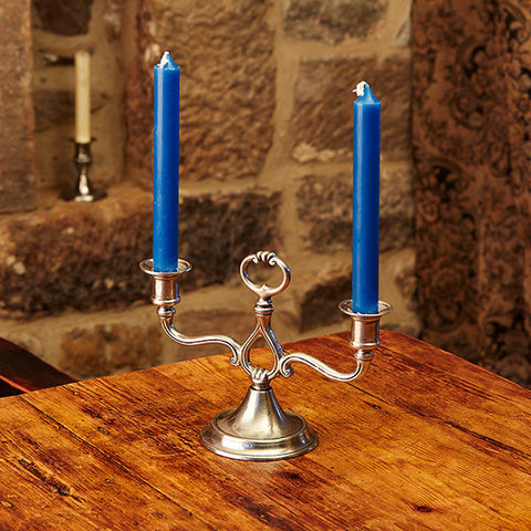 Tazio 2 Flame Candelabra - 17.5 cm Height - Handcrafted in Italy - Pewter