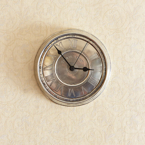 Tempus Fugit Wall Clock - 19 cm Diameter - Handcrafted in Italy - Pewter