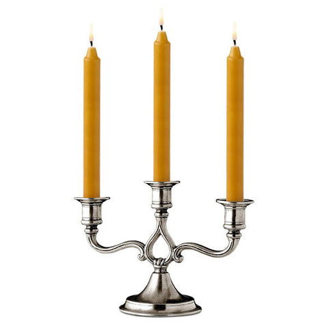 Tito 3 Flame Candelabra - 16 cm Height - Handcrafted in Italy - Pewter