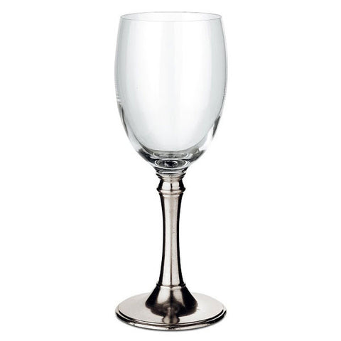 Tosca All Purpose Wine Glass (Set of 2) - 36 cl - Handcrafted in Italy - Pewter & Crystal