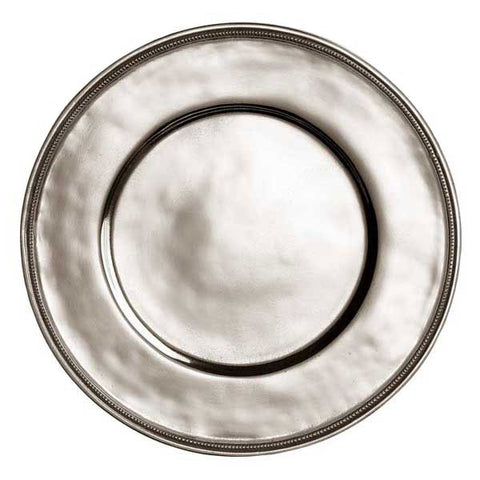 Toscana Rimmed Charger - 34 cm Diameter - Handcrafted in Italy - Pewter