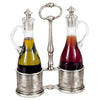 Todi Oil & Vinegar Set (Pewter stoppers) - 23 cm Height - Handcrafted in Italy - Pewter & Glass