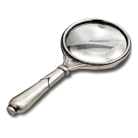 Tolomeo Magnifying Glass - 17 cm Length - Handcrafted in Italy - Pewter & Glass