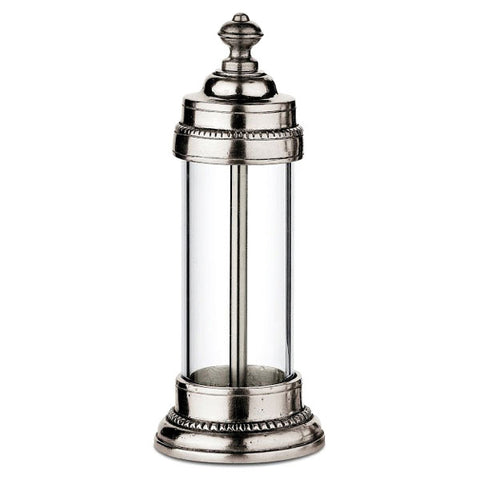 Toscana Pepper Mill - 15 cm Height - Handcrafted in Italy - Pewter & Glass