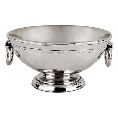 Trentino Round Footed Bowl (with handles) - 14 cm Diameter - Handcrafted in Italy - Pewter