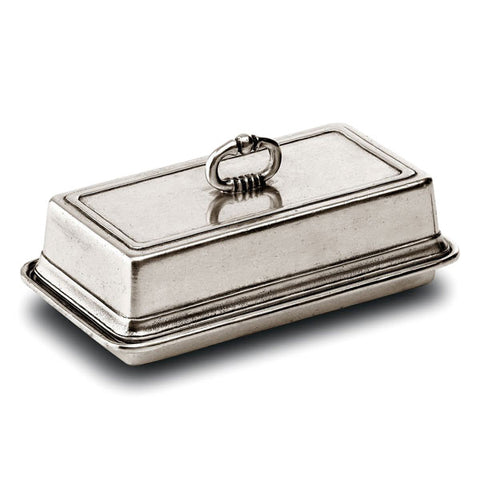 Umbria Butter Dish - 17 cm x 9.5 cm - Handcrafted in Italy - Pewter