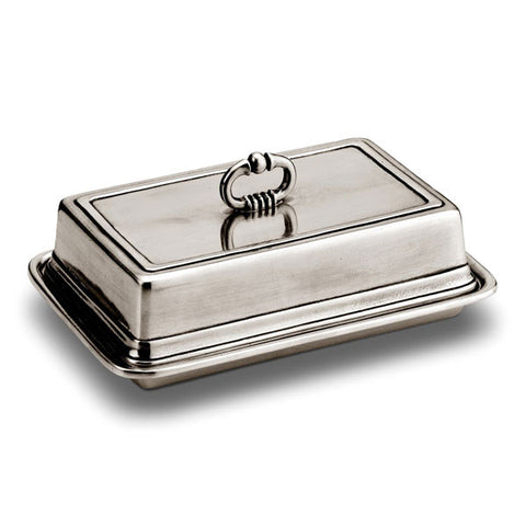 Umbria Butter Dish - 17.5 cm x 11.5 cm - Handcrafted in Italy - Pewter