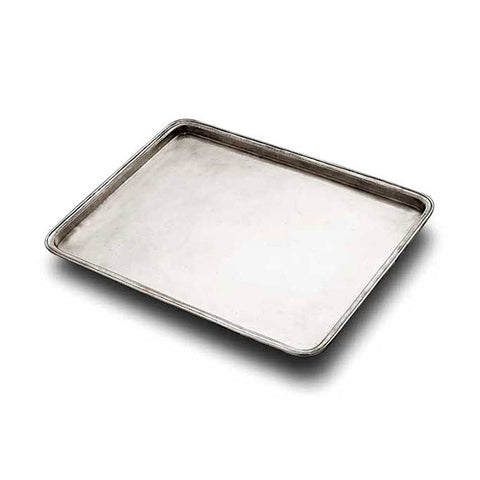 Umbria Rectangular Tray - 38 cm x 31 cm - Handcrafted in Italy - Pewter