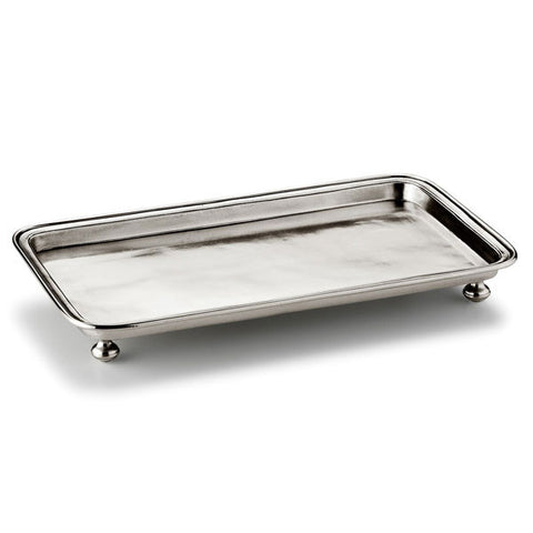 Umbria Rectangular Footed Tray - 37 cm x 22 cm - Handcrafted in Italy - Pewter