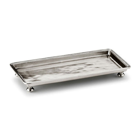 Umbria Rectangular Footed Tray - 29 cm x 13.5 cm - Handcrafted in Italy - Pewter
