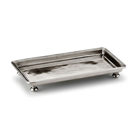 Umbria Rectangular Footed Tray - 24.5 cm x 13.5 cm - Handcrafted in Italy - Pewter