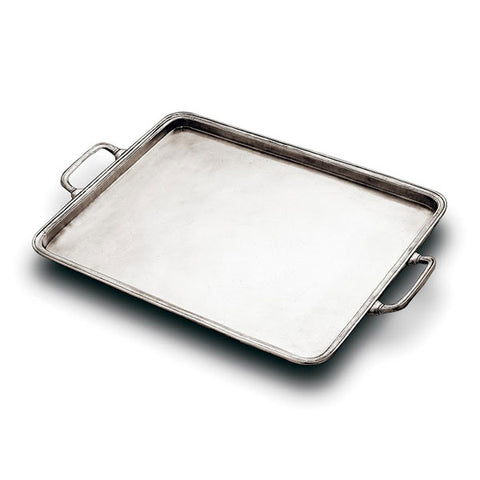 Umbria Rectangular Tray (with handles) - 45 cm x 36 cm - Handcrafted in Italy - Pewter