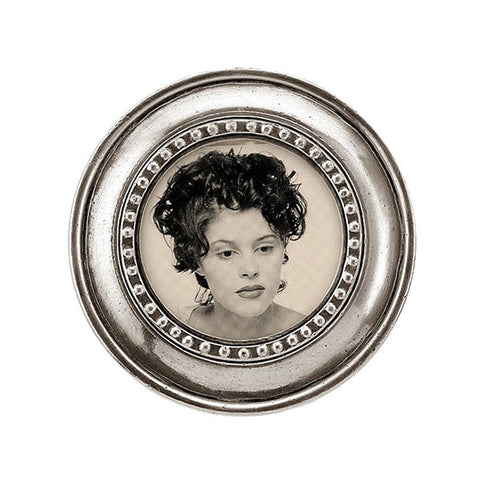 Veneto Round Frame - 12 cm Diameter - Handcrafted in Italy - Pewter