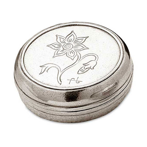 Vinca Box - 5 cm Diameter - Handcrafted in Italy - Pewter