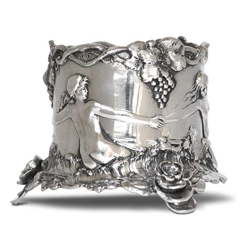 Art Nouveau-Style Vino Bottle Holder - 14 cm - Handcrafted in Italy - Pewter/Britannia Metal