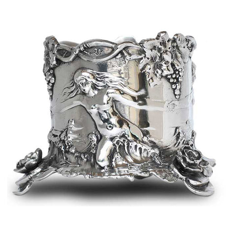 Art Nouveau-Style Vino Bottle Holder - 14 cm - Handcrafted in Italy - Pewter/Britannia Metal