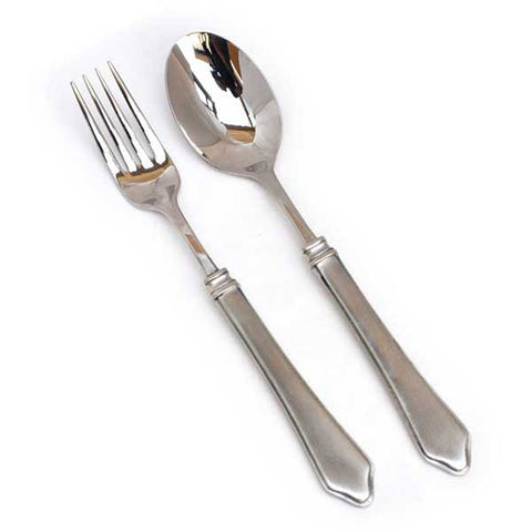 Violetta Serving Set - 26 cm Length - Handcrafted in Italy - Pewter & Stainless Steel