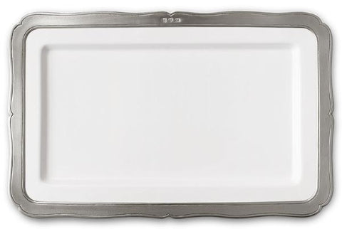 Viviana Rectangular Serving Platter - 37 cm x 24 cm - Handcrafted in Italy - Pewter & Ceramic