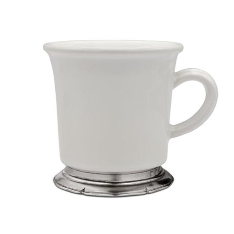 Viviana Mug (Set of 2) - White - 10 cm - Handcrafted in Italy - Pewter & Ceramic