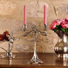 Art Nouveau-Style 2 Flame Eiffel Candelabra - 29.5 cm Height - Handcrafted in Italy - Pewter/Britannia Metal