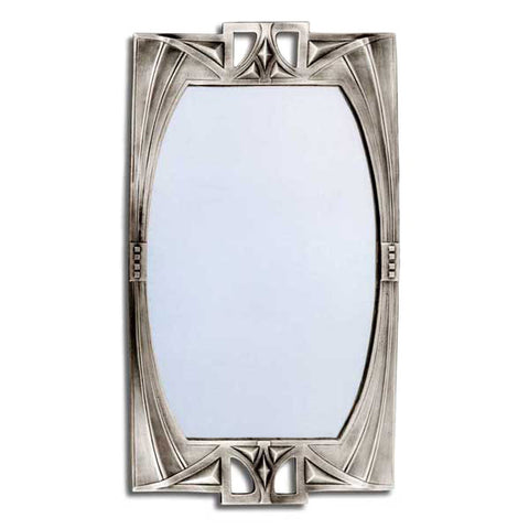 Art Nouveau-Style Secession Wall Mirror - 51 cm Height - Handcrafted in Italy - Pewter/Britannia Metal