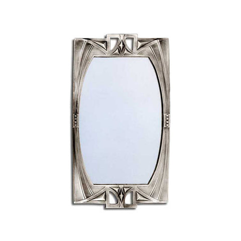 Art Nouveau-Style Secession Wall Mirror - 38 cm Height - Handcrafted in Italy - Pewter/Britannia Metal & Glass