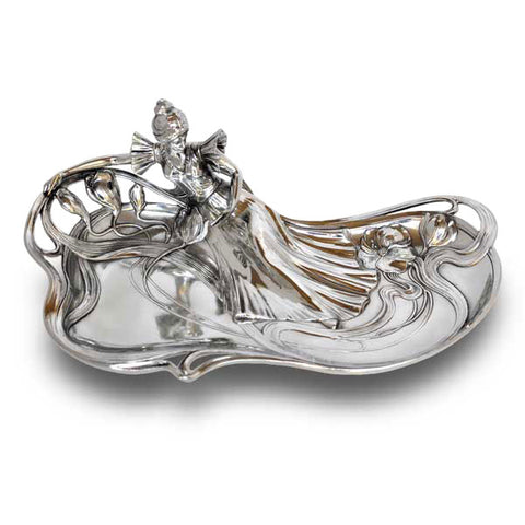 Art Nouveau-Style Donna Jewellery Tray - 34 cm x 22 cm - Handcrafted in Italy - Pewter/Britannia Metal