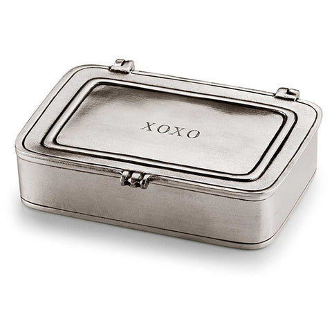 XOXO Lidded Box - 11.5 cm x 8 cm - Handcrafted in Italy - Pewter