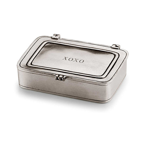 XOXO Lidded Box - 9.5 cm x 6.5 cm - Handcrafted in Italy - Pewter