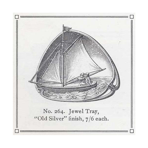 Art Nouveau-Style Barca Pocket Change Tray - Sailing Boat - 20.5 cm - Handcrafted in Italy - Pewter/Britannia Metal