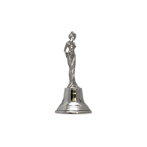 Art Nouveau-Style Lady Statuette Bell - 12 cm Height - Handcrafted in Italy - Pewter/Britannia Metal
