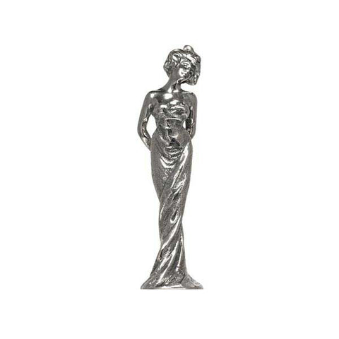 Art Nouveau-Style Lady Statuette Bell - 12 cm Height - Handcrafted in Italy - Pewter/Britannia Metal