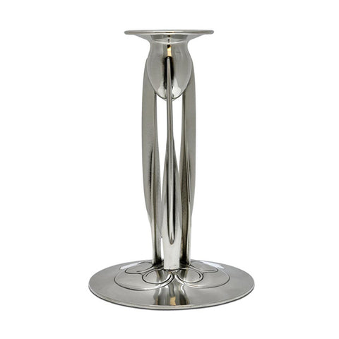 Art Nouveau-Style Celtic Candlestick - 23cm Height - Handcrafted in Italy - Pewter/Britannia Metal