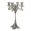 Art Nouveau-Style Eiffel 4 Flame Candelabra - Geometric - 29.5 cm - Handcrafted in Italy - Pewter/Britannia Metal