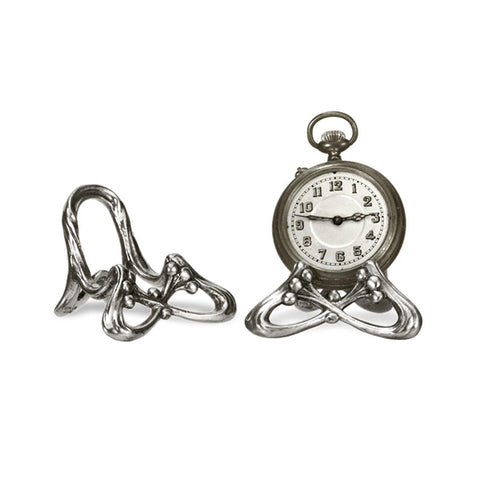 Art Nouveau-Style Frutta Pocket Watch Stand- 6 cm - Handcrafted in Italy - Britannia Metal/Pewter