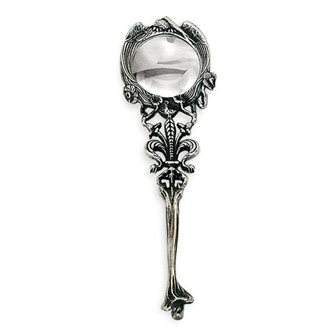 Art Nouveau-Style Giglio Magnifying Glass - 17.5 cm Length - Handcrafted in Italy - Pewter/Britannia Metal