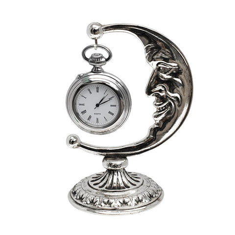 Art Nouveau-Style Luna Pocket Watch Stand - 8.5 cm - Handcrafted in Italy - Britannia Metal/Pewter