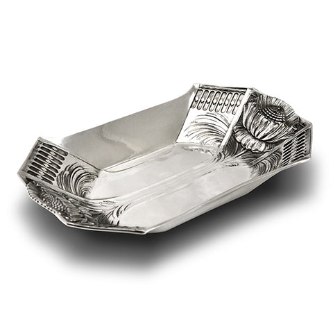 Art Nouveau-Style Secession Pocket Change Tray - King Protea - 16 cm - Handcrafted in Italy - Pewter/Britannia Metal