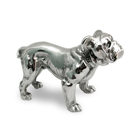 Art Nouveau-Style Cane Sculpture - Bulldog - 7.5 cm x 5 cm - Handcrafted in Italy - Pewter/Britannia Metal
