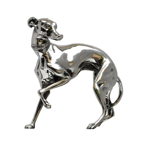 Art Nouveau-Style Cane Sculpture - Greyhound - 14 cm x 7 cm - Handcrafted in Italy - Pewter/Britannia Metal