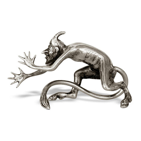 Art Nouveau-Style Demon Sculpture - Devil - 13 cm - Handcrafted in Italy - Pewter/Britannia Metal