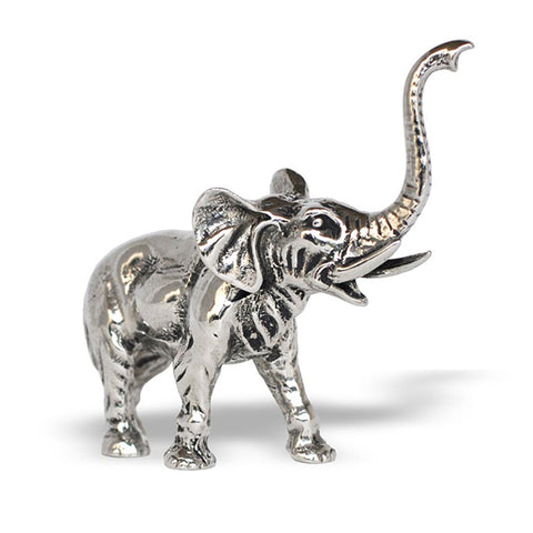 Art Nouveau-Style Elefante Sculpture - Elephant - 8 cm - Handcrafted in Italy - Pewter/Britannia Metal